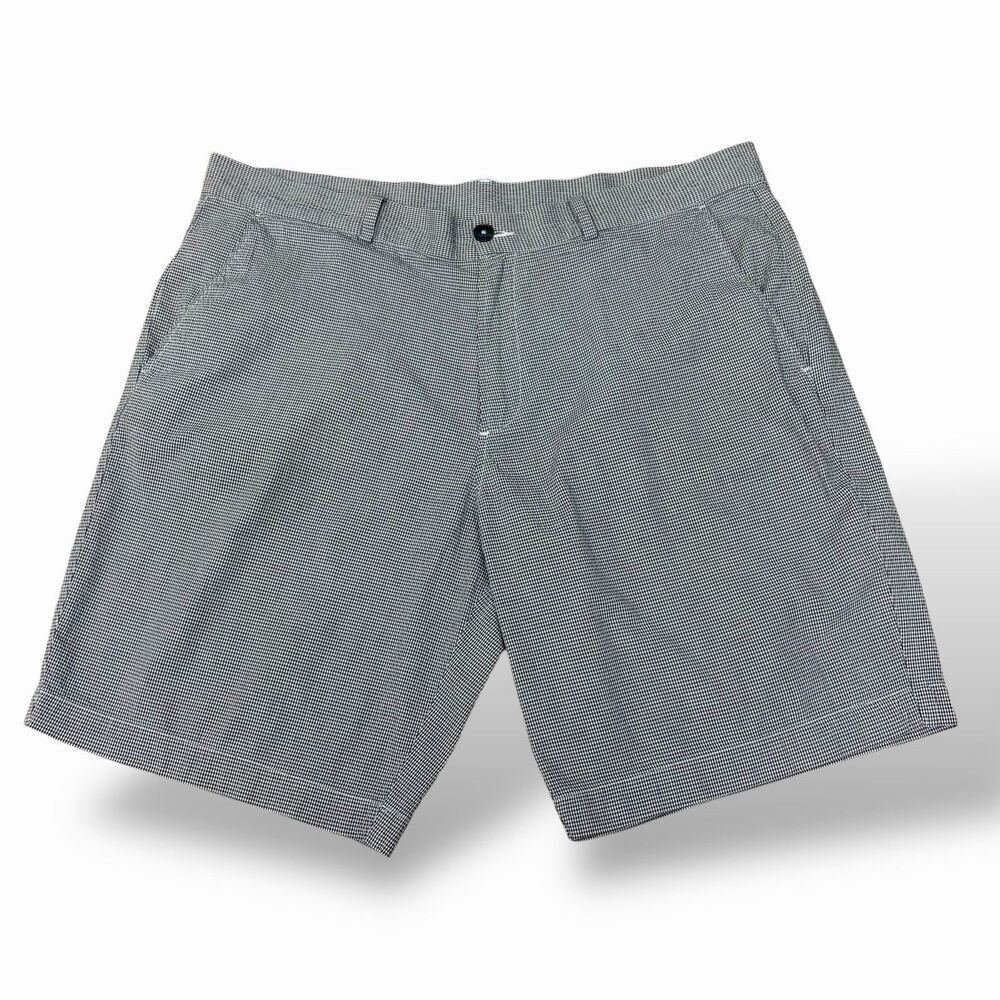 Vintage Lacoste Shorts Men US Size 38 Casual Black White Check Cotton 9.5 Inseam